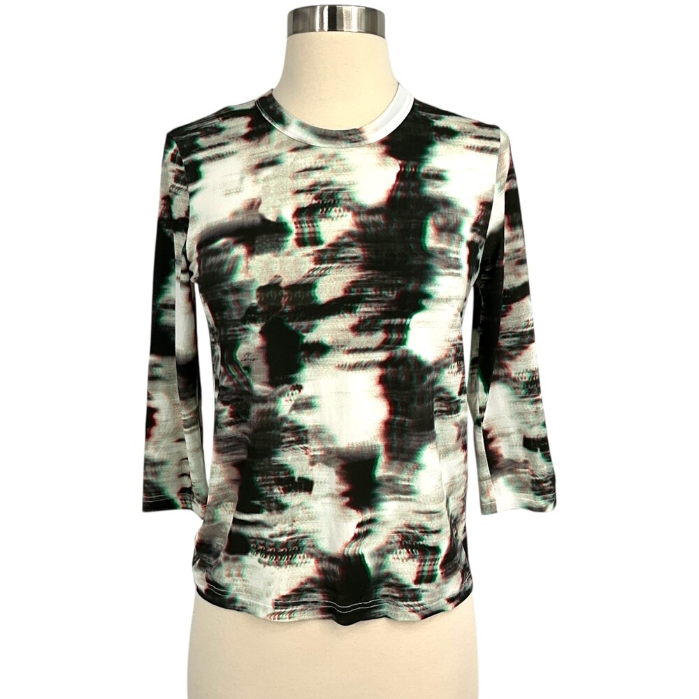 Christian Wijnants Tadika Jersey Top Anaglyph Desert 3/4 Sleeve Slim Fit Size XS